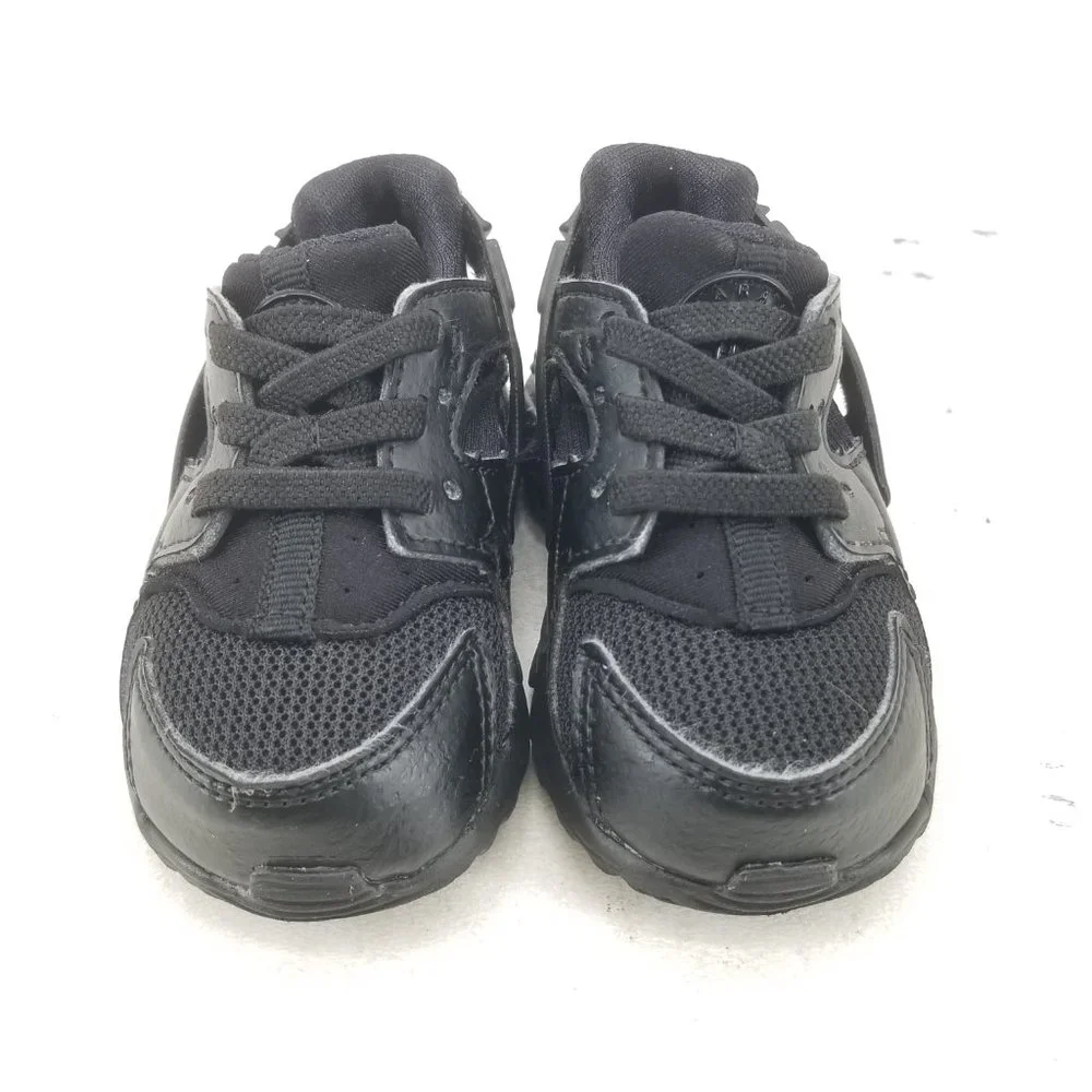 Nike Huarache Run Baby Black Walking Athletic Shoes Sneakers 704950-016 Size 4C